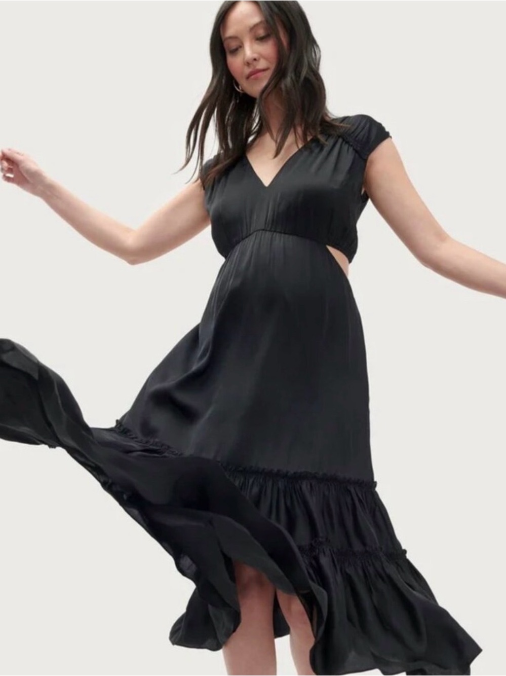 Hatch Esme Black Cut Out Midi Ruffle Dress Size 3/Medium/Large